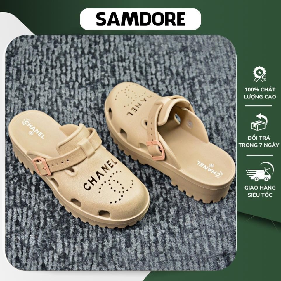 Dép Sục Channel , Sục Nữ  Đế Cao 5cm Tăng Chiều Cao Nhẹ Êm Thời Trang  SD1