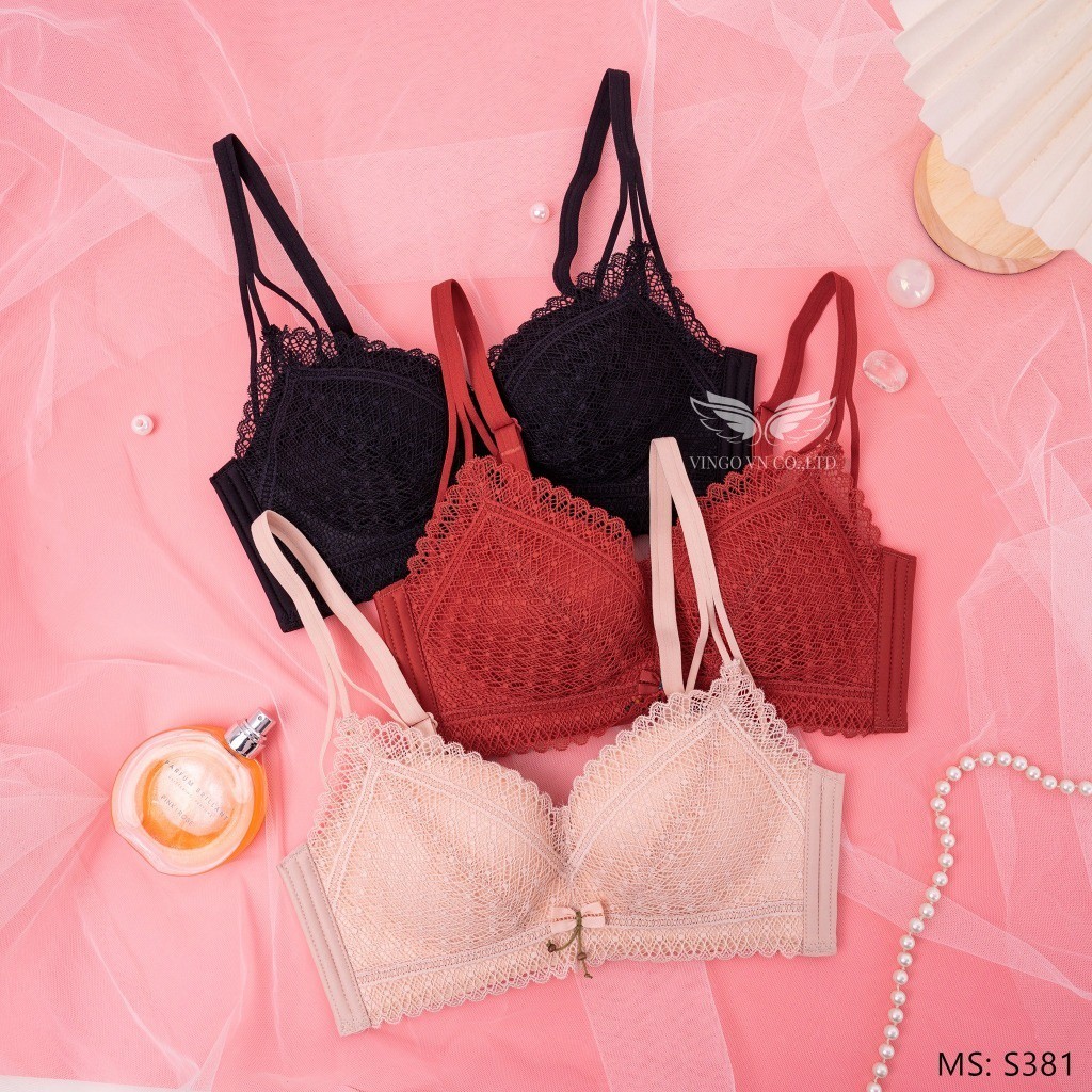 Áo lót ren không gọng nâng ngực tạo khe tự nhiên VINGO S381 VNGO