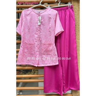 Bộ bà ba dài áo gấm quần latin a671 - đồ bộ suli