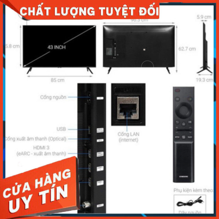 siêu khuyến mãi _  Smart Tivi Samsung 43 inch 4K UA43AU7002  _hàng chính hãng