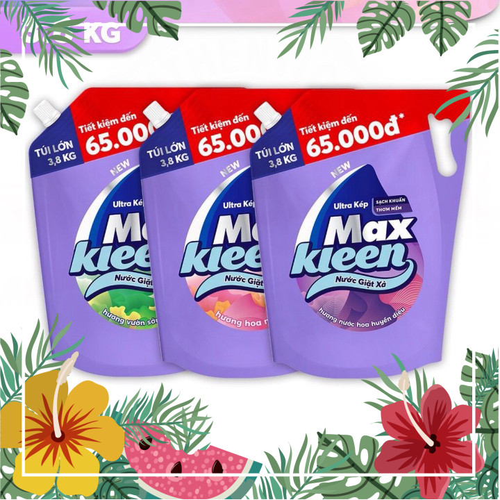 (Hữu cơ thảo mộc an toàn cho trẻ nhỏ) (Sỉ sốc) Túi Nước Giặt Xả Maxkleen 3.8kg (MỚI)