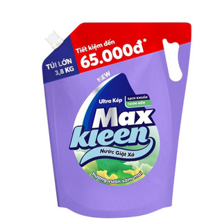 (Hữu cơ thảo mộc an toàn cho trẻ nhỏ) (Sỉ sốc) Túi Nước Giặt Xả Maxkleen 3.8kg (MỚI)