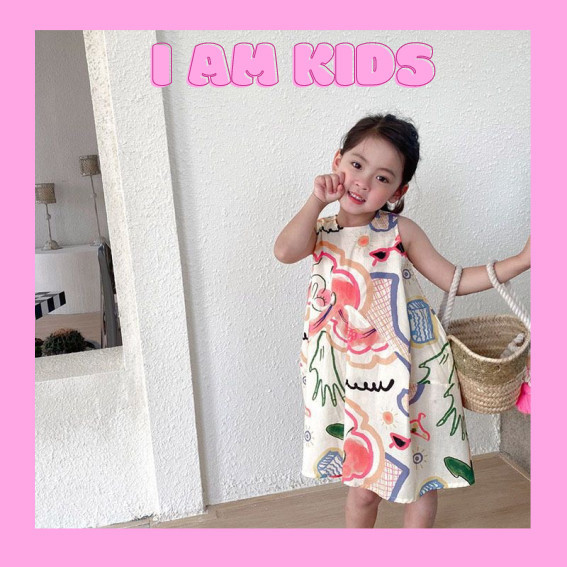 Đầm Thời Trang Mùa Hè Phong Cách Hàn Quốc Mới Cho Bé Gái IK16 - I am Kids