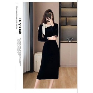 [260224] ĐẦM BODY NHUNG PHỐI NƠ CAO CẤP TẶNG HOA TAI