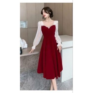 [260224] HÀNG NHẬP - ĐẦM XOÈ NHUNG TAY DÀI PHỐI ĐÁ CAO CẤP