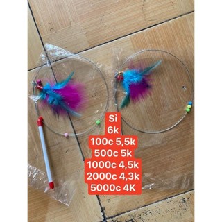 Cần câu mèo dây thép - đồ chơi cho mèo cần câu mèo dây thép gắn lông vũ