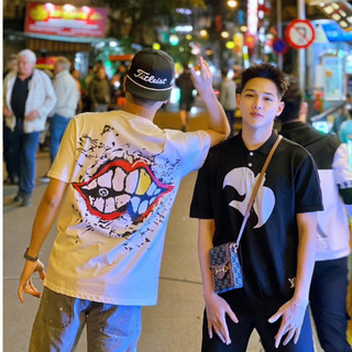Áo Thun T-Shirt Chrome Hearts Họa tiết nụ cười ma mị,Áo thun unisex phông tay lỡ nam nữ local brand cực hot