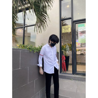 Áo Sơmi Thom Browne Phối Kẻ Sọc Tay Áo Nam Nữ Chất Cotton Lạnh Tiên Tiến Nhất -Áo sơmi Thom Browne phối kẻ siêu hottrend