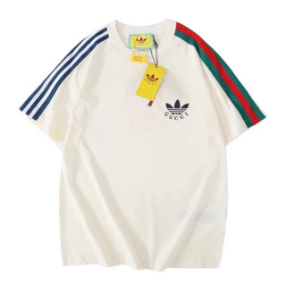 Áo thun gucci phối adidas logo thêu - áo cộc gucci adidas chất cotton mát lạnh phối ragan chuẩn boy phố hot