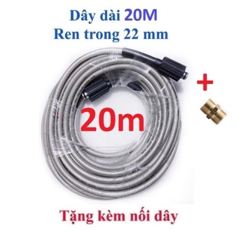 Dây rửa xe áp lực cao 20M - Tặng khớp nối đồng