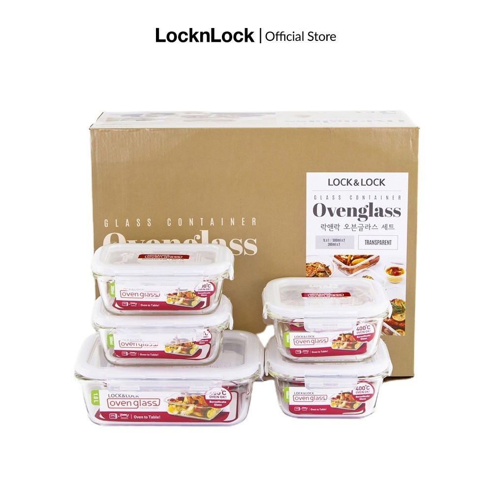 Bộ 5 hộp thủy tinh L&L Euro (LLG214*2, LLG422*2, LLG445*1) LLG445S5