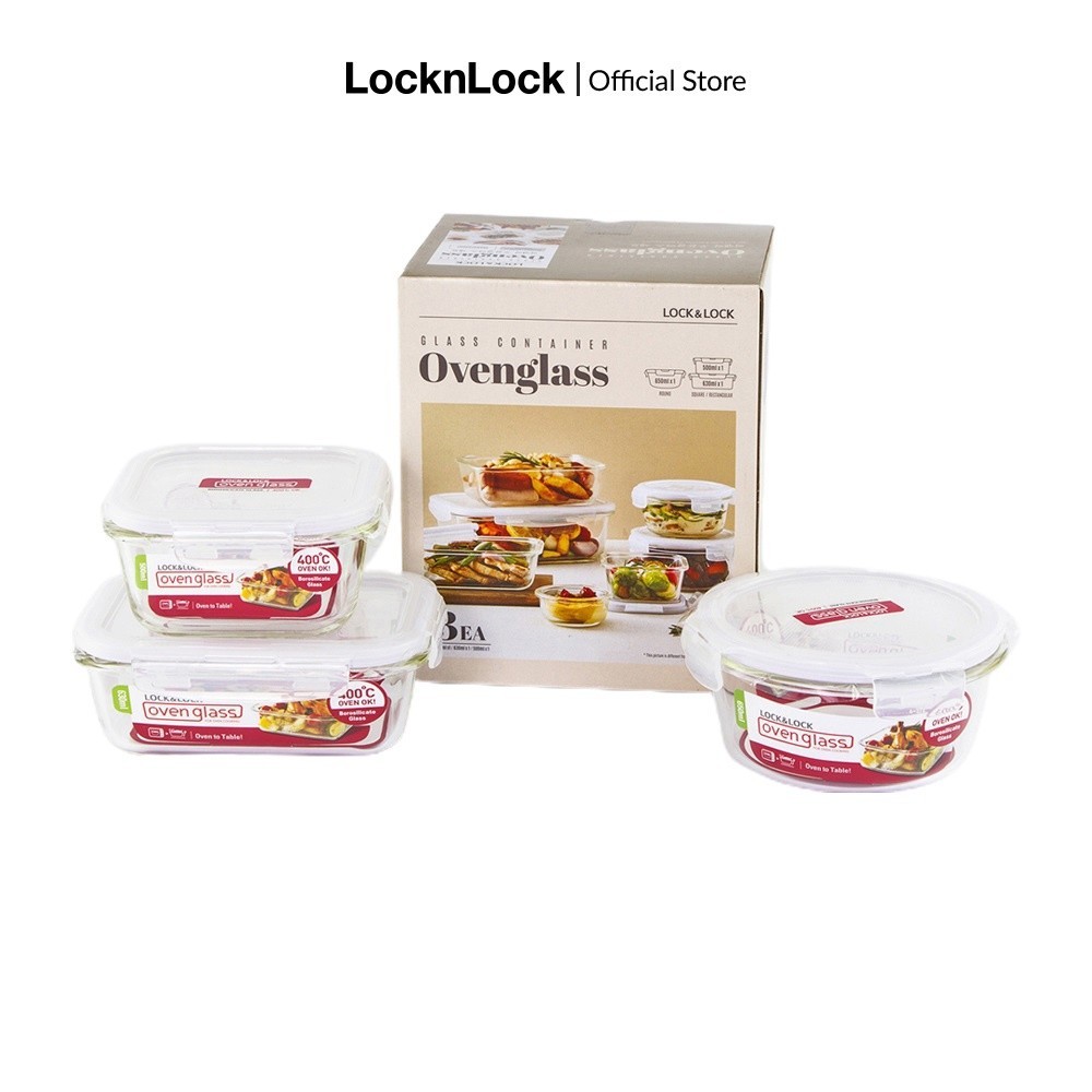 Bộ 3 hộp thủy tinh L&L Euro (LLG214*1, LLG428*1, LLG831*1) LLG214S03