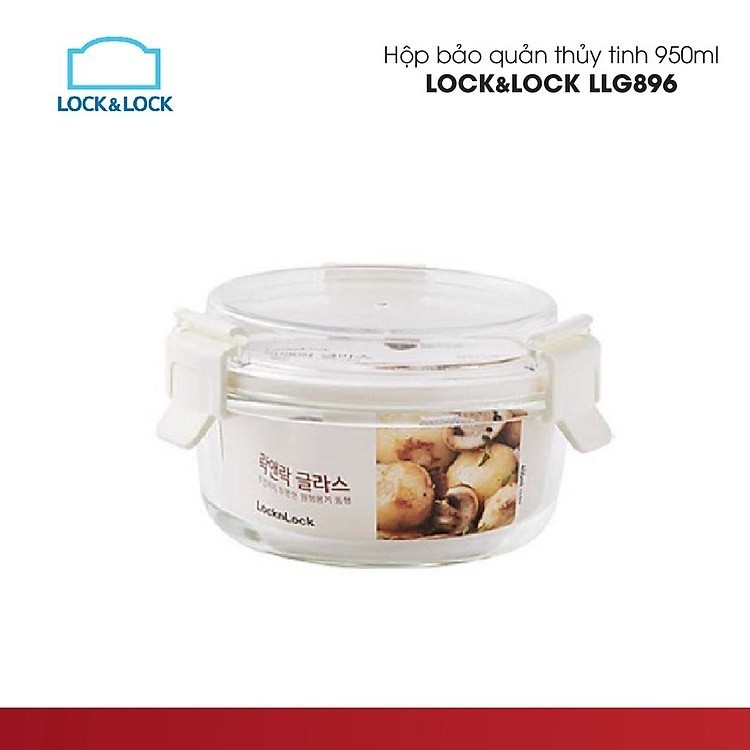 Hộp thủy tinh chịu nhiệt nắp vòm nhựa Tritan LocknLock 950ML - Màu trắng LLG896