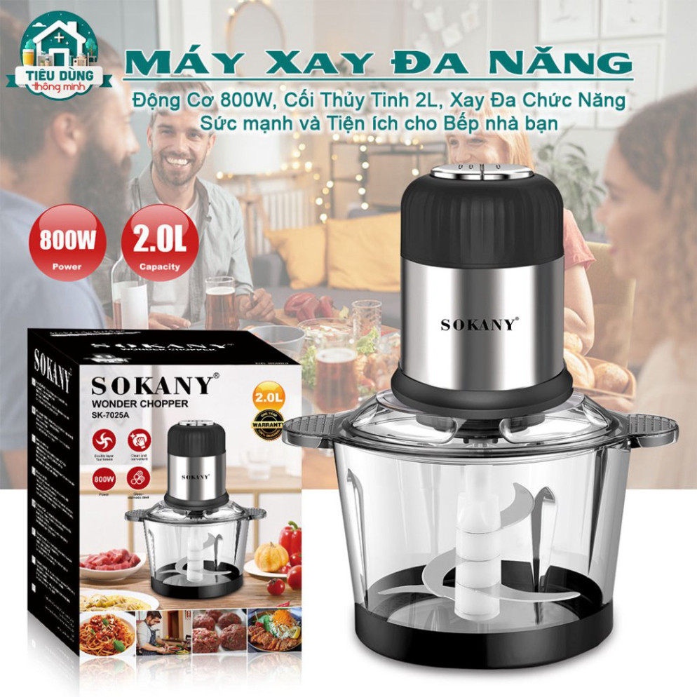 Máy Xay Đa Năng Sokany: Động Cơ 800W, Cối Thủy Tinh 2L, Đa Chức Năng Xay - Máy Xay Thịt - Tiêu Dùng Thông Minh Official