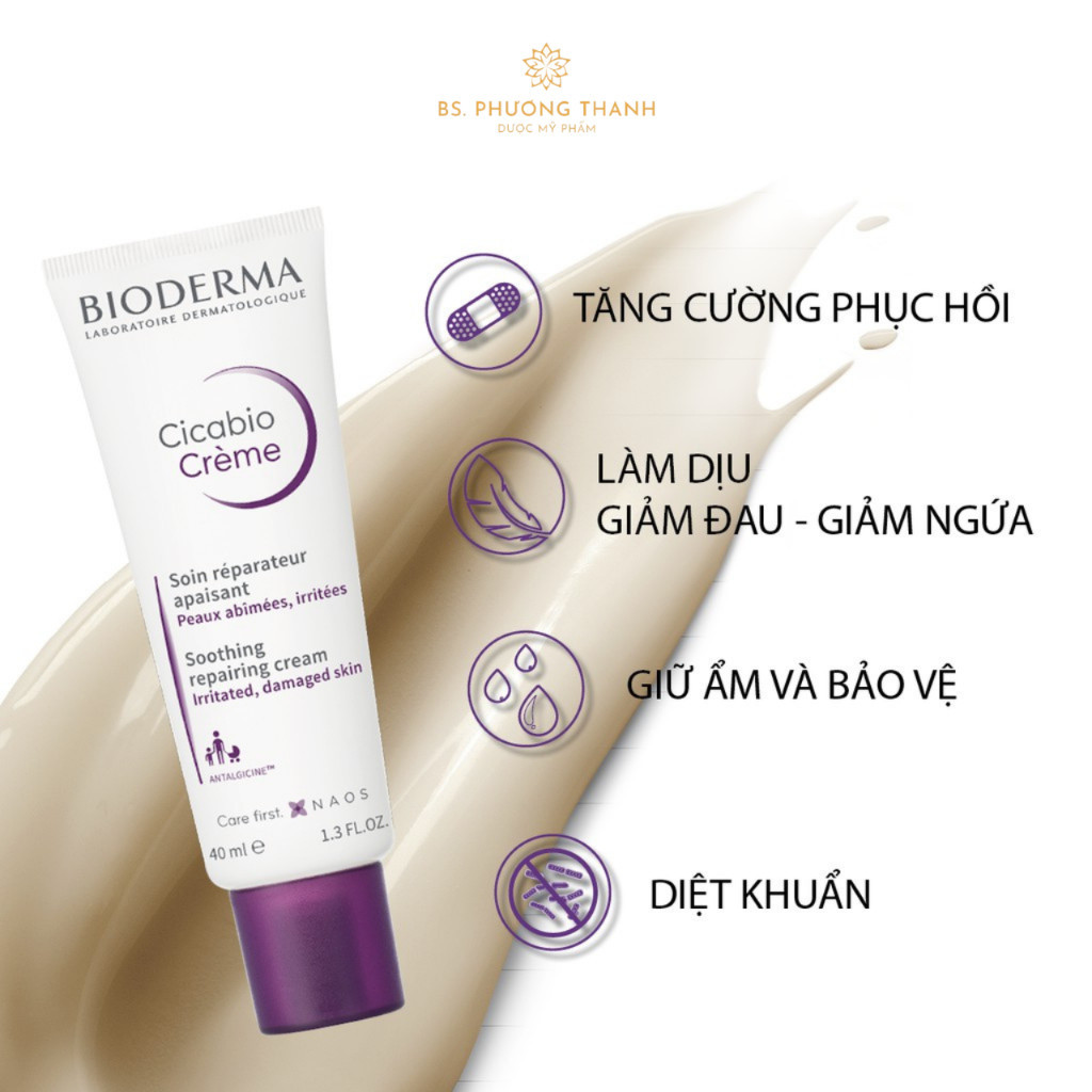 Kem dưỡng phục hồi Bioderma Cicabio Crème - 40ml dành cho da kích ứng do tổn thương Bio tím [DMP BS Phương Thanh] | BigBuy360 - bigbuy360.vn