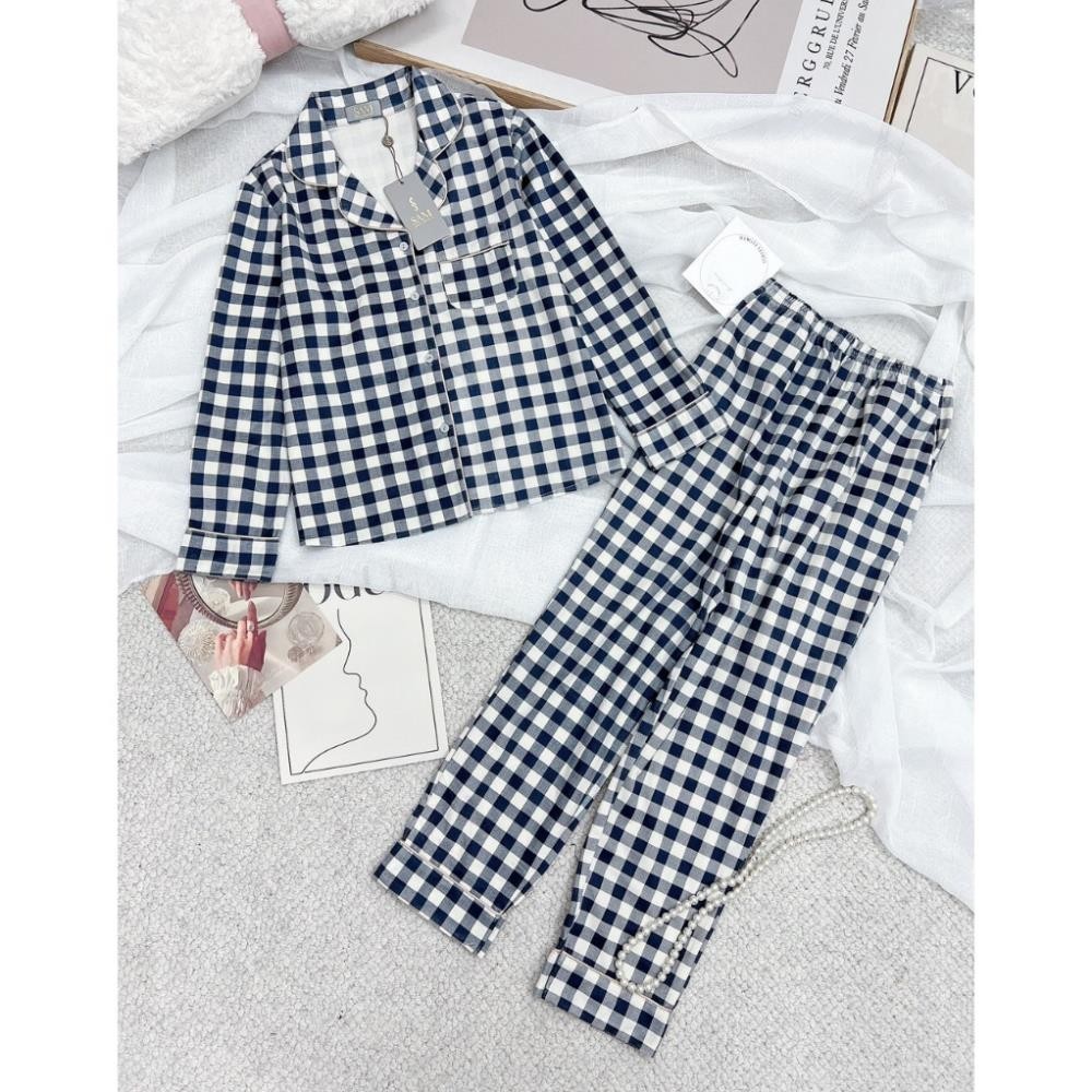 Bộ Pijama Nữ- Đồ Ngủ Mặc Nhà Sam Luxury Cao Cấp Dáng Áo Tay Dài Quần Dài Thu Đông Chất Liệu Nhung tăm cao cấp pyjamas65