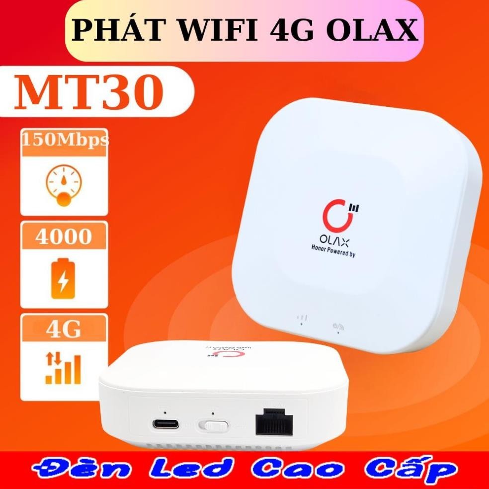 Bộ Phát Wifi 4G LTE Olax MT30 150Mbs dung lượng pin 4000mAh hỗ trợ 1 cổng WAN/LAN tối đa 8 thiết bị truy cập