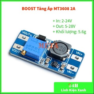 Mạch boost tăng áp mt3608 2a dc-dc - điện áp vào 2v-24v cho ra 5v-28v