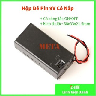 Hộp đế pin 9v có nắp và công tắc on/off