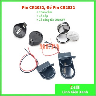 Pin cr2032, đế pin cr2032 chân cắm, hộp đế pin cr2032 có nắp và công tắc on/off - đế 1 pin 2032, đế 2 pin 2032