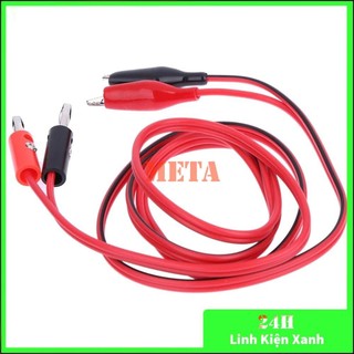 Cặp dây kẹp cá sấu kèm jack bắp chuối 4mm đỏ đen