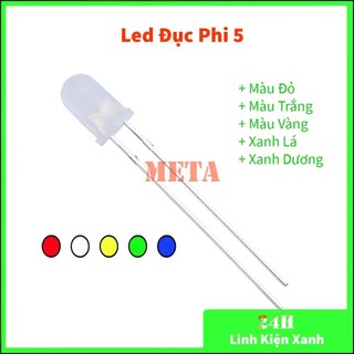 Led đục phi 5 màu đỏ, xanh lá, xanh dương, vàng, trắng 1.5-3v - led đục 5mm, led 5mm, led f5, fed đục f5