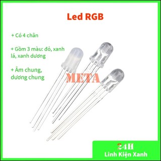 Led RGB Siêu Sáng 4 chân 3 màu đỏ, xanh lá, xanh dương 5mm âm chung, dương chung