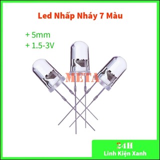Led nhấp nháy 7 màu 5mm 1.5-3v, led tự đổi màu nhấp nháy, led 7 màu 2 chân