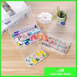 Hộp nhựa 24 ngăn trong suốt, hộp đựng linh kiện điện tử 24 ngăn, hộp đựng đồ trang sức, hộp nhựa 24 ngăn