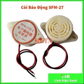 Còi báo động sfm27 3-24vdc tìm xe, báo trộm - còi báo động liên tục sfm-27 màu trắng/màu đen