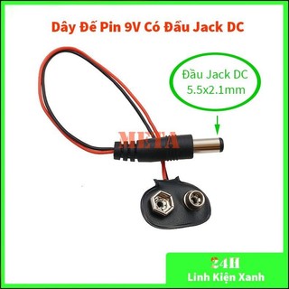 Dây đế pin 9v kèm đầu jack dc 5.5x2.1mm