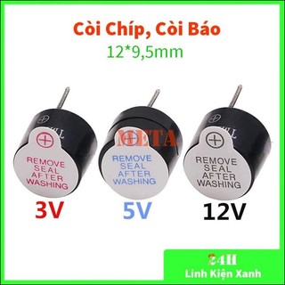 Còi chíp, còi báo 3v 5v 12v, buzzer còi xung kích thước 12*9,5mm
