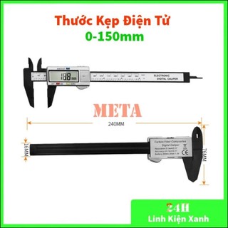 Thước kẹp điện tử 150mm, thước kẹp đo lường chất liệu nhựa cacbon độ bền cao