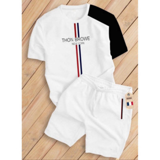 Bộ Cộc Thom Phối Vai Đủ màu Logo In thêu Mẫu New, logo thêu sắc nét hàng đẹp Đồ bộ thể thao nam in THOM BR chất thun