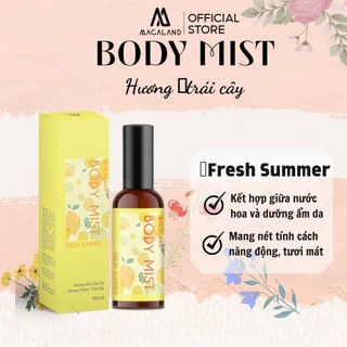 Body Mist xịt thơm body Fresh Summer 100ml MACALAND hương kẹo ngọt dưỡng ẩm cho da, lưu hương lâu