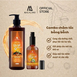 Combo Dầu gội Bồ Kết Mắc Ca Mềm Mượt 280ml và Dầu dưỡng tóc Mắc Ca 30ml MACALAND phục hồi tóc hư tổn