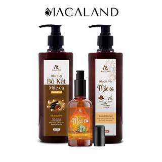 Combo Dầu gội, Dầu xả và Dầu dưỡng tóc MACALAND 280ml/500ml thành phần Bồ Kết - Mắc ca phục hồi tóc khô xơ hư tổn