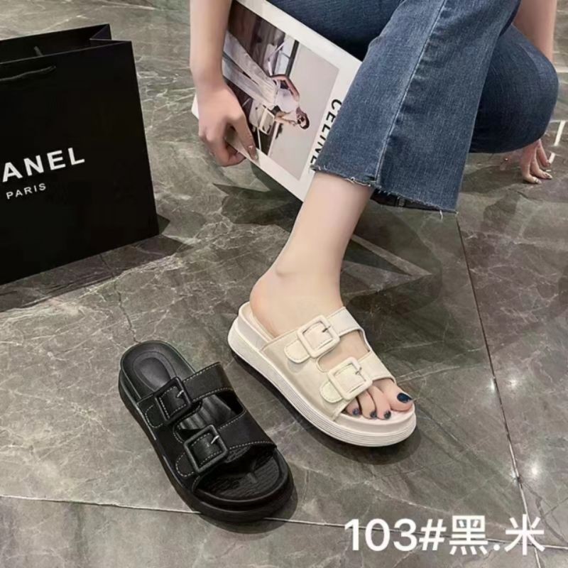 Sandal nữ KANS & KAI, Sandal phối 2 quai cao 4cm siêu xinh ms103