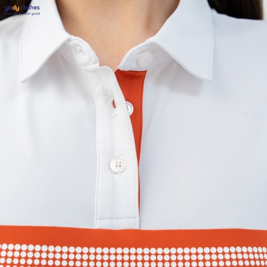 Áo thun polo thể thao nữ YODY phối màu vải siêu co dãn thoải mái vận động SAN6046