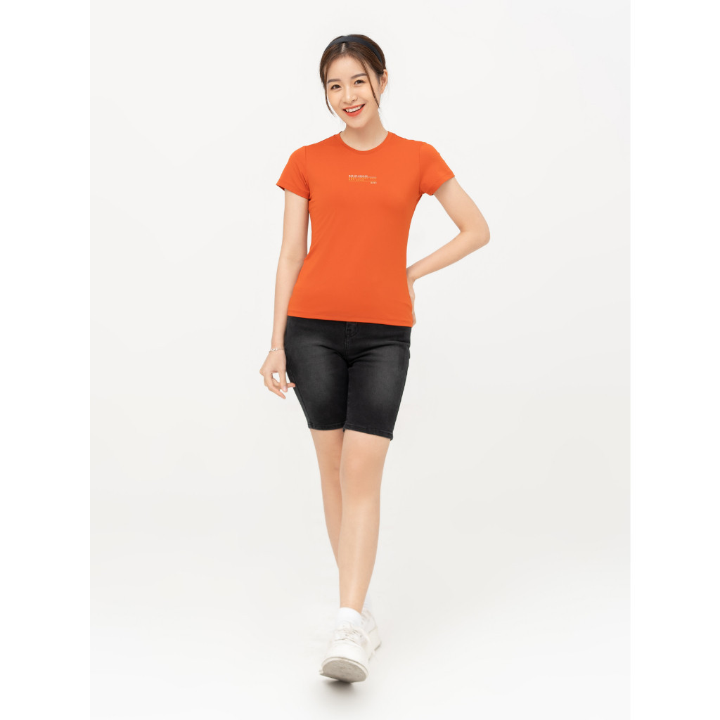 Áo thun thể thao nữ YODY in chữ tập gym cổ tròn ngắn tay T-shirt Thể Thao Nữ Out Of Bounds STN6038