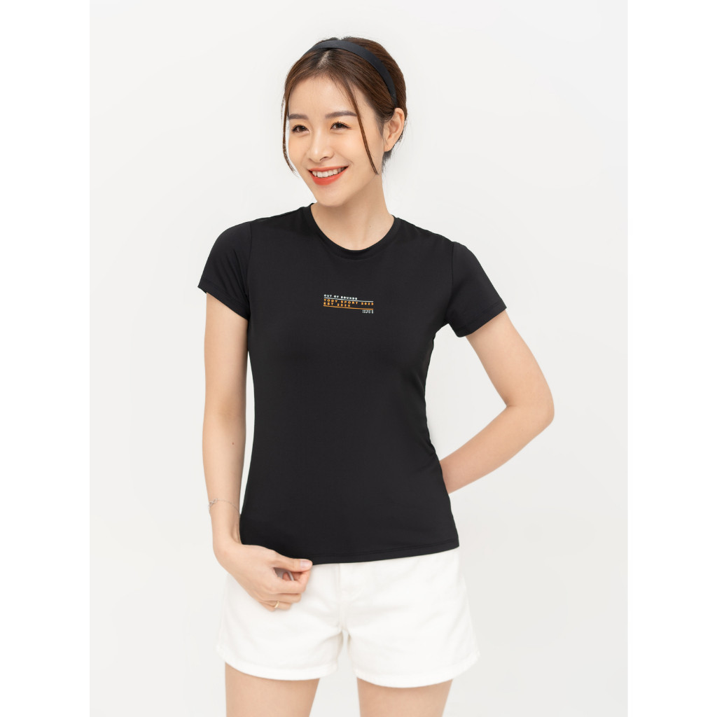 Áo thun thể thao nữ YODY in chữ tập gym cổ tròn ngắn tay T-shirt Thể Thao Nữ Out Of Bounds STN6038