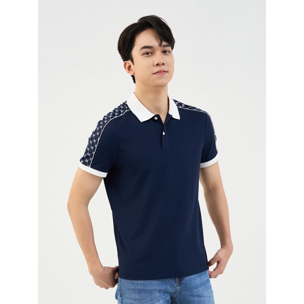 Áo thun polo nam YODY phối vai hoạ tiết Monogram trẻ trung siêu mát mẻ APM6037