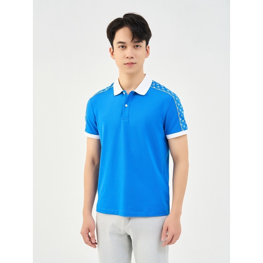 Áo thun polo nam YODY phối vai hoạ tiết Monogram trẻ trung siêu mát mẻ APM6037