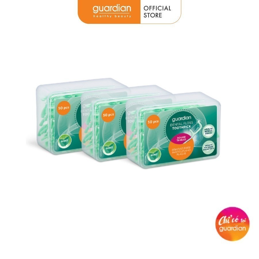 Tăm Chỉ Nha Khoa Bạc Hà Tròn Guardian 50 Cây x 3