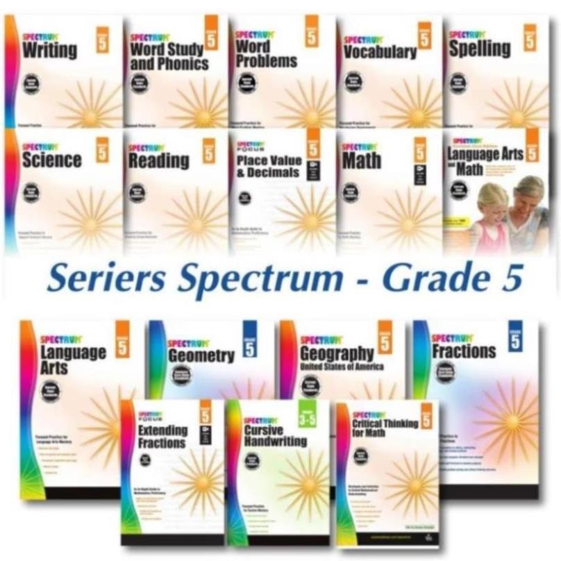 [ 20q Grade 5 ] Spectrum: Math, Reading,Cursive Handwriting, Geography, Science, Place Value & Decimals,...