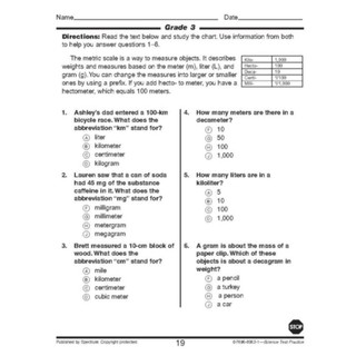 Sách - Spectrum - Science Test Practice - Grade 3,4,5,6,7,8 (đen trắng)