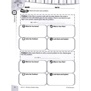 180 Days of Problem Solving (Kỹ năng giải quyết vấn đề) - Từ Grade K đến Grade 6 (khổ A4)