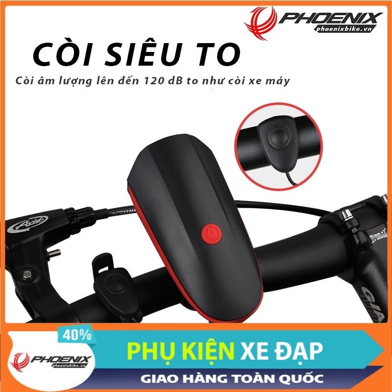 [Phoenixbike.vn] Đèn xe đạp thể thao kèm còi, sạc usb 2024