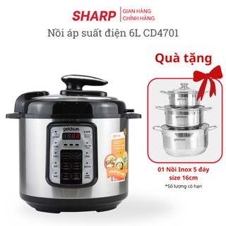 Nồi áp suất điện đa năng Goldsun, hầm kĩ ninh nhừ thức ăn, nhiều chế độ nấu, an toàn tiết kiệm điện