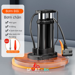 (Sale) Bơm mô tô xe đạp điện thon thả Đầu Van Đa Năng, 2 Xilanh áp lực Cao - BK08-3